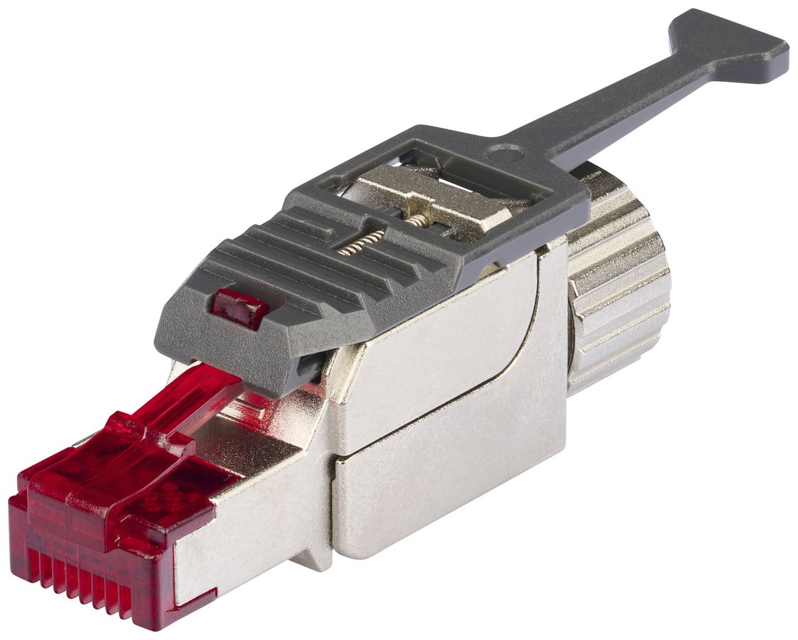Feldstecker R&M FM45 Slim, RJ45/s/u Kat.6A AWG22…26, gerade, grau/rot