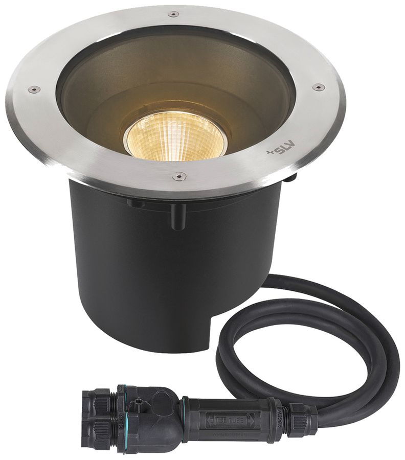 EB-LED-Bodenleuchte SLV DASAR XL IP65 27W 2790lm 840 DALI Ø270 Edelstahl