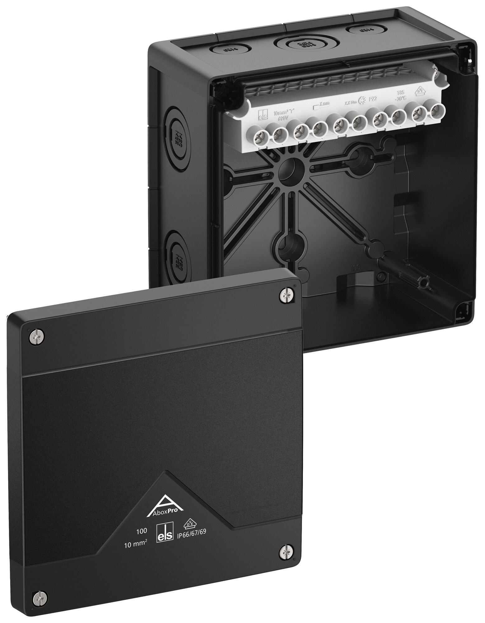 Boîte de dérivation AP Spelsberg Abox Pro 100-10²/sw 152×152×85mm IP69 no