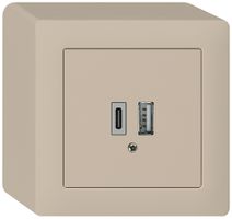 AP-USB-Ladesteckdose kallysto 18W PD 1×Typ A 1×Typ C mit AP-Gehäuse beige