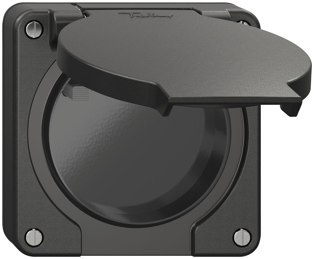 FI-Steckdose NEVO, 16A 250V, mit Anschlussklemmen, blind, schwarz