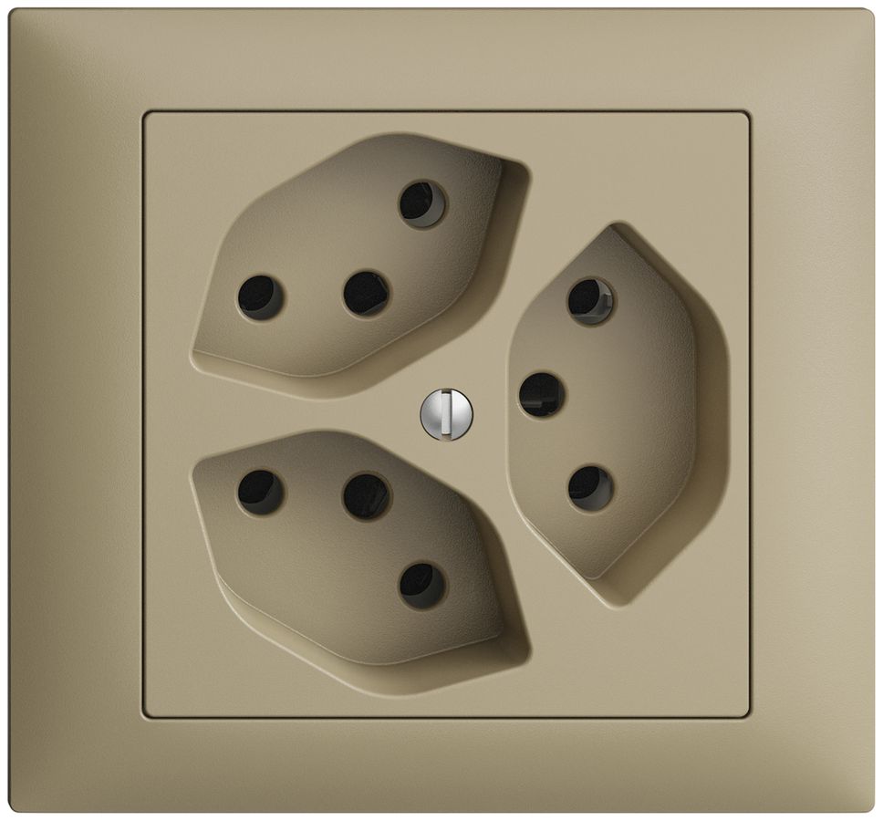 EB-Steckdose EDIZIOdue 3×T13 sand