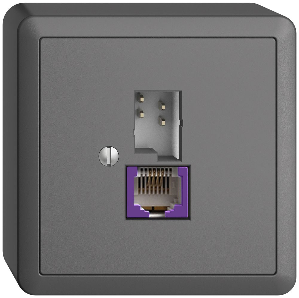 AP-Dose T+T 6P/1×RJ45 DSL-Breitband EDIZIOdue dunkelgrau