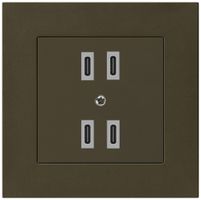 UP-USB-Ladesteckdose Hager kallysto.pro 2×C-C 2×20W/4×10W 5V 94×94mm braun