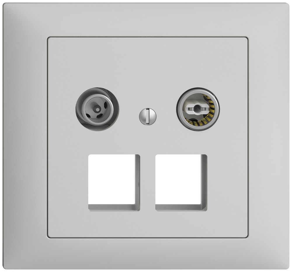 EB-Multimediadose 4dB EDIZIOdue FKE, Stichdose, f.2×RJ45 Keystone, hellgrau