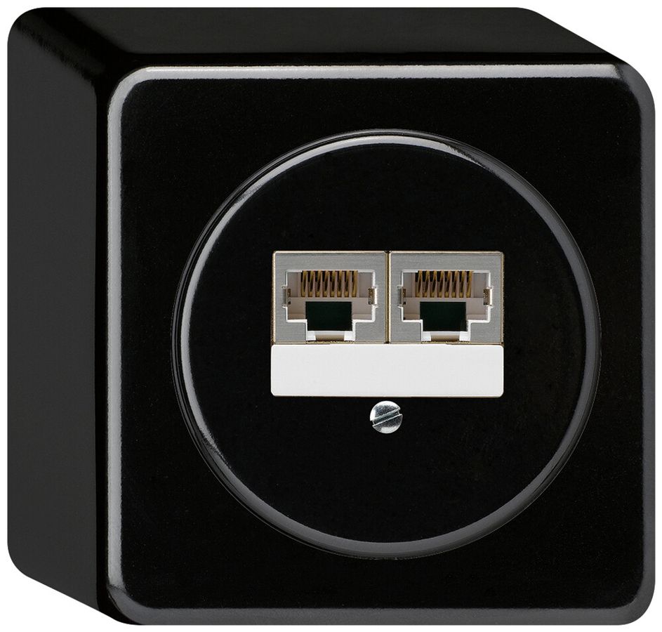 AP-Anschlussdose basico 2×RJ45s getrennt UKV schwarz