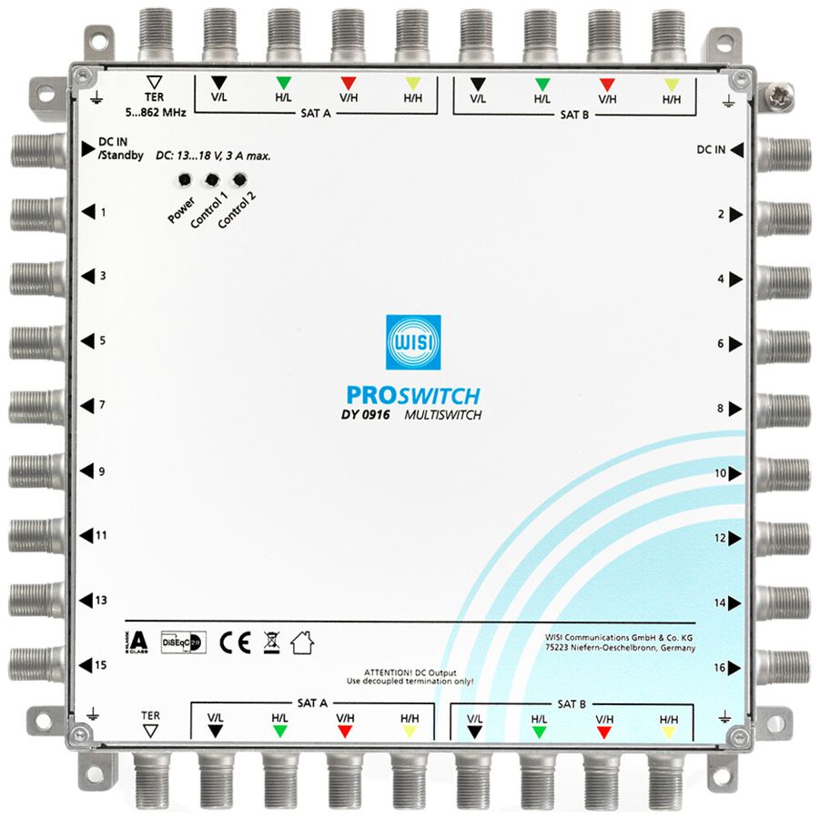 Multischalter DY0916 9 Eingänge, 16 Ausgänge Standalone und Kaskade