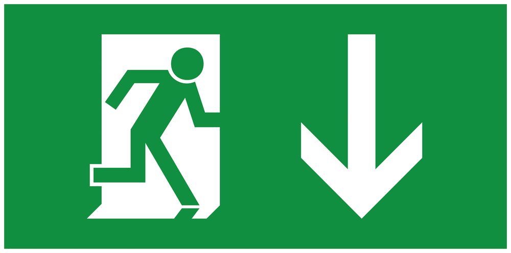 Autocollant 315×165mm flèche vers bas pour série COV 8