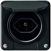 UP-Steckdose robusto 1×T13 10A 250V 86×86mm IP21 schwarz