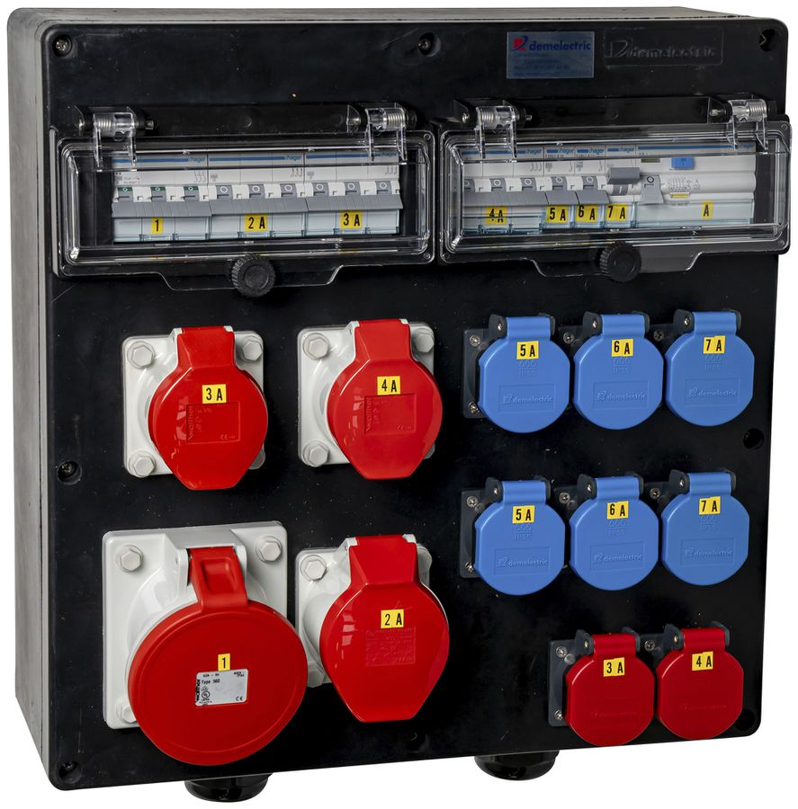 Stromverteiler DEM DB32366 63A 7×LS 1×FI 6×T23 2×T25 2×16A 1×32A 1×63A