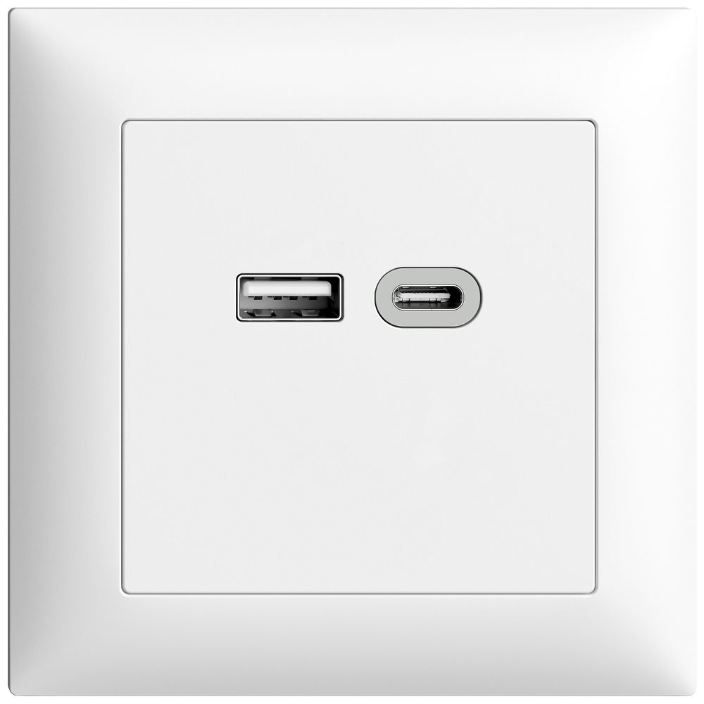 Prise ENC USB 18W type A + type C Feller EDIZIOdue FMI 230V 3600mA blanc