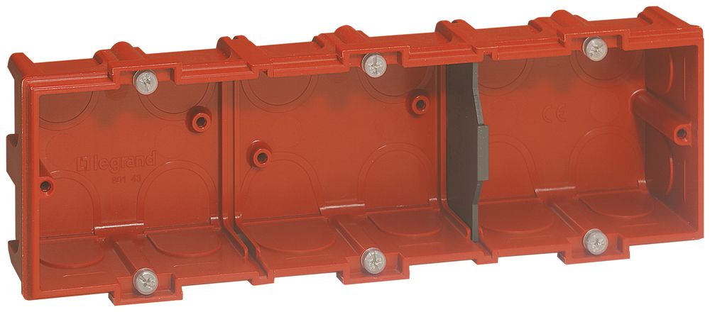 Boîtier ENC BATIBOX 6/8 mod. pour maçonnerie T=40mm rouge
