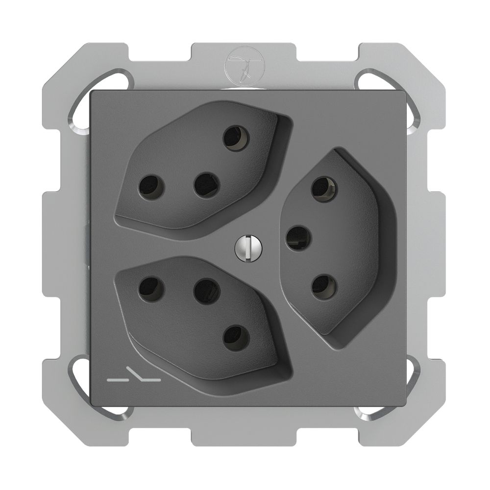 UP-Steckdose EDIZIOdue 3×T13 1×S dunkelgrau mit Shutter