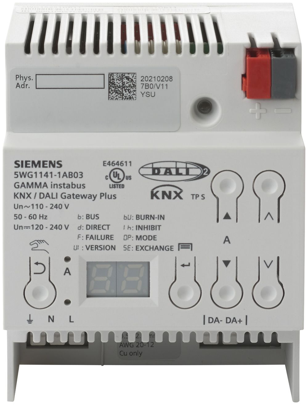Gateway AMD KNX/DALI Siemens N141/03 Plus, 1× 64 dispositifs + 10 capteurs