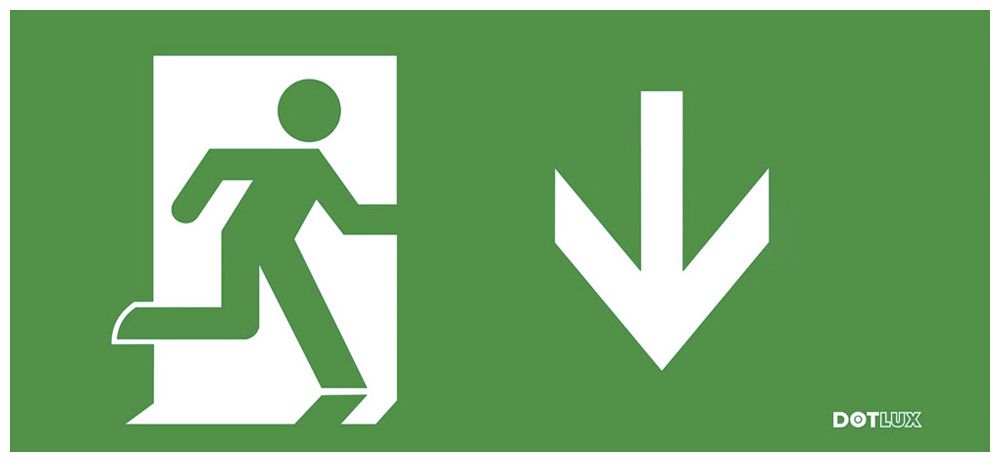 Pittogramma DOTLUX EXITmulti 1×freccia uscita verso il basso