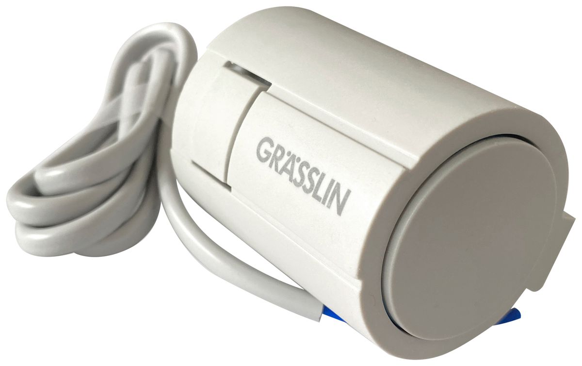 Stellantrieb Grässlin thermio valve 230VAC 50Hz NC 180s IP54 inkl. Ventiladapter