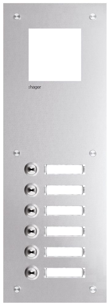 Frontplatte Hager intercom mono 6× 150×435×32mm edelstahl