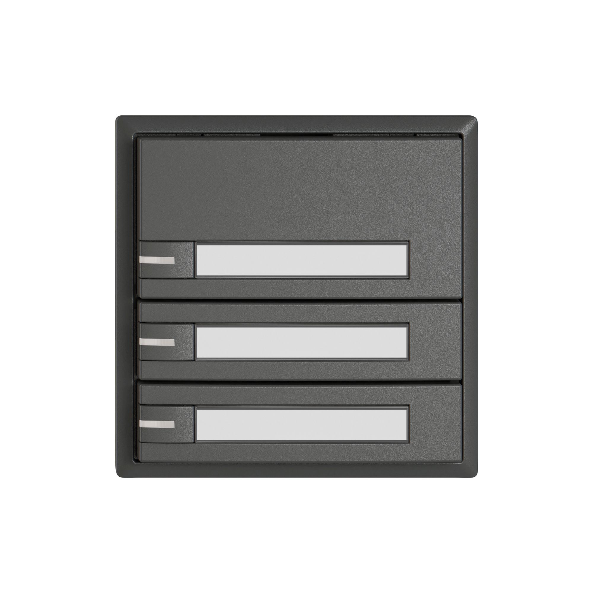 Poussoir universel EDIZIO.liv UNI SNAPFIX® 5…48V a.LED 3× comm.1T étiqu.grf