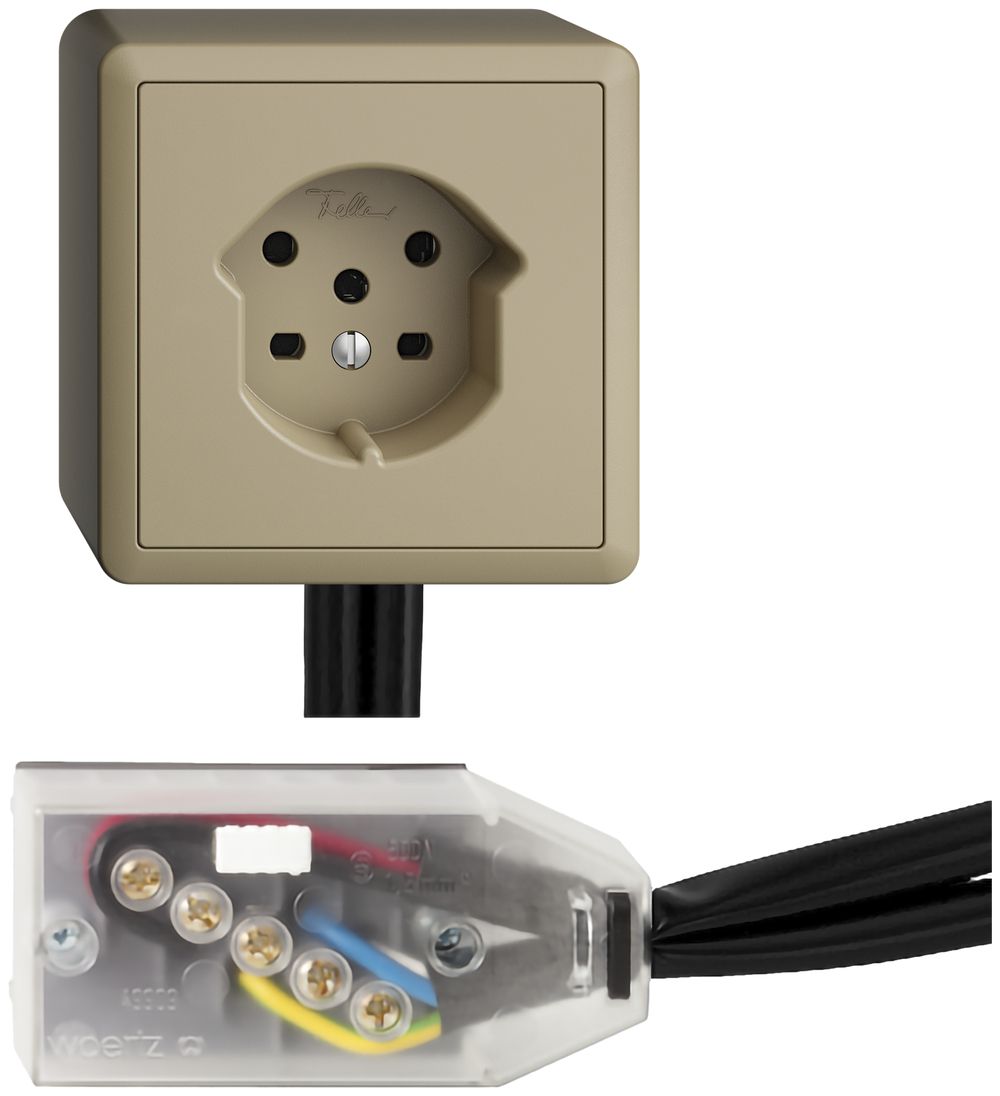 AP-Steckdose EDIZIOdue T15 sand Snap für Flachkabel Technofil