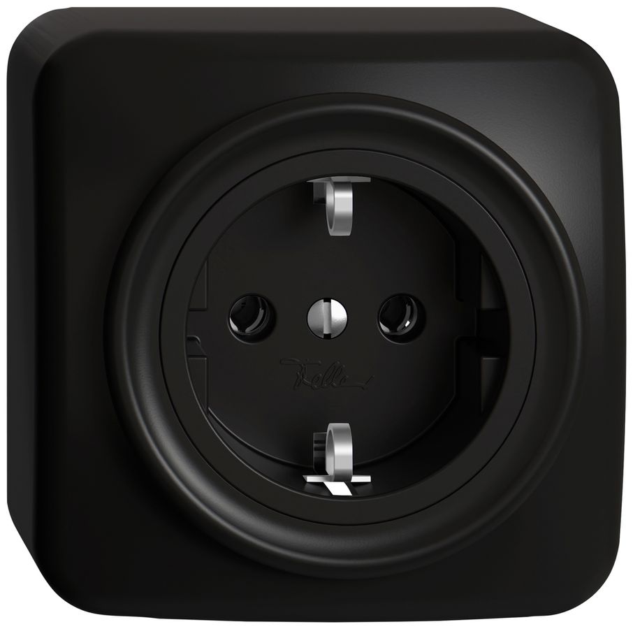 AP-Steckdose STANDARDdue SNAPFIX® SCHUKO 16A 230V 76×76mm schwarz