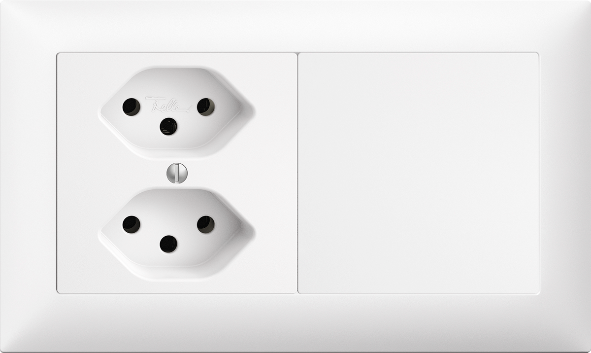 UP-Kombination Edue 1x2, Steckdose 2×T13 + Blinddeckel ws