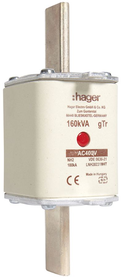 Fusibile HPC Hager NH2 400VAC 231A 160kVA gTr segnalatore centrale inox.