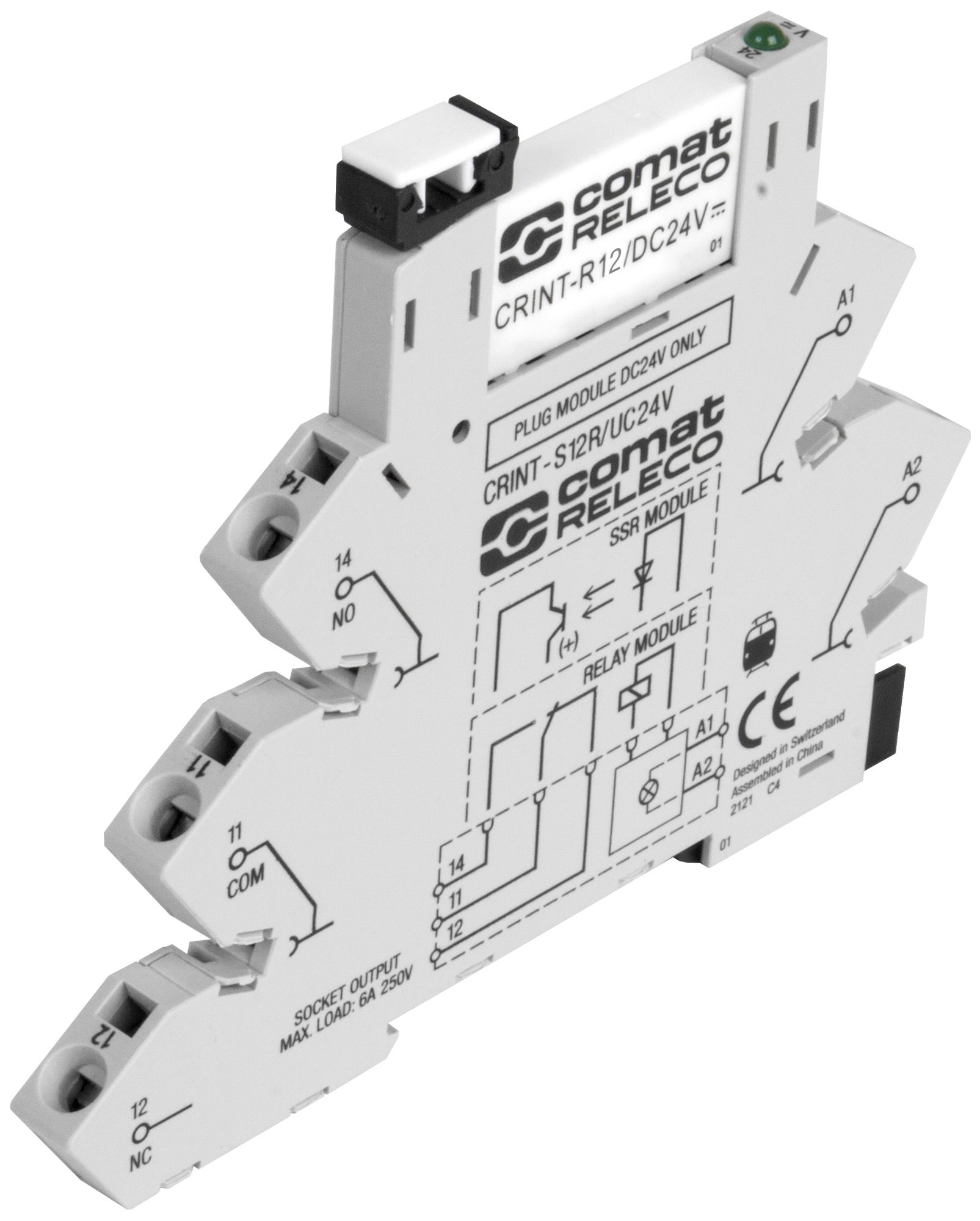 Relais d'interface ComatReleco CRINT-C122R, 24VUC, 1C AgSnO2+Au 6A/250VAC