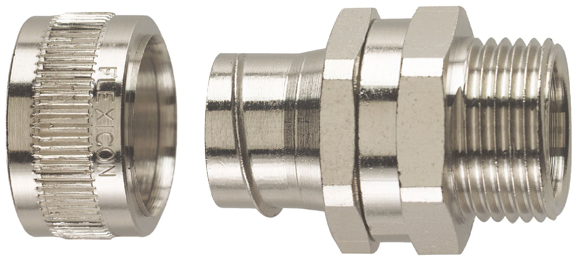 Schlauchverschraubung Plica FU25-M25-S Ø25mm/M25×1.5mm Messing vernickelt IP40