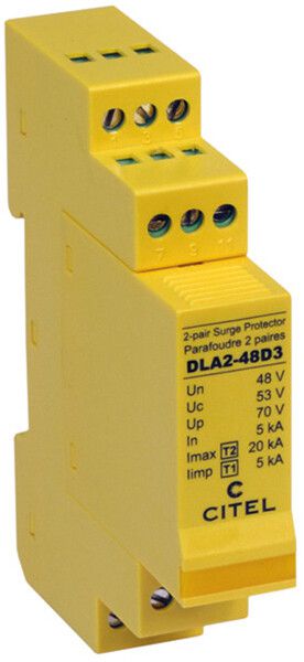 Parasurtenseur AMD Flury DLA2 20kA 48VDC, 2×2 fils 0.4…1.5mm²