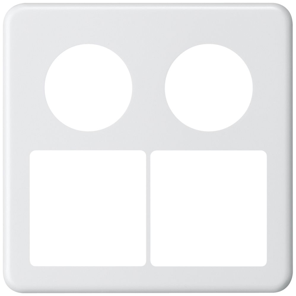 UP-Abdeckplatte basico 2×2 2×Ø43mm+2×Ausschnitt 58×58mm weiss