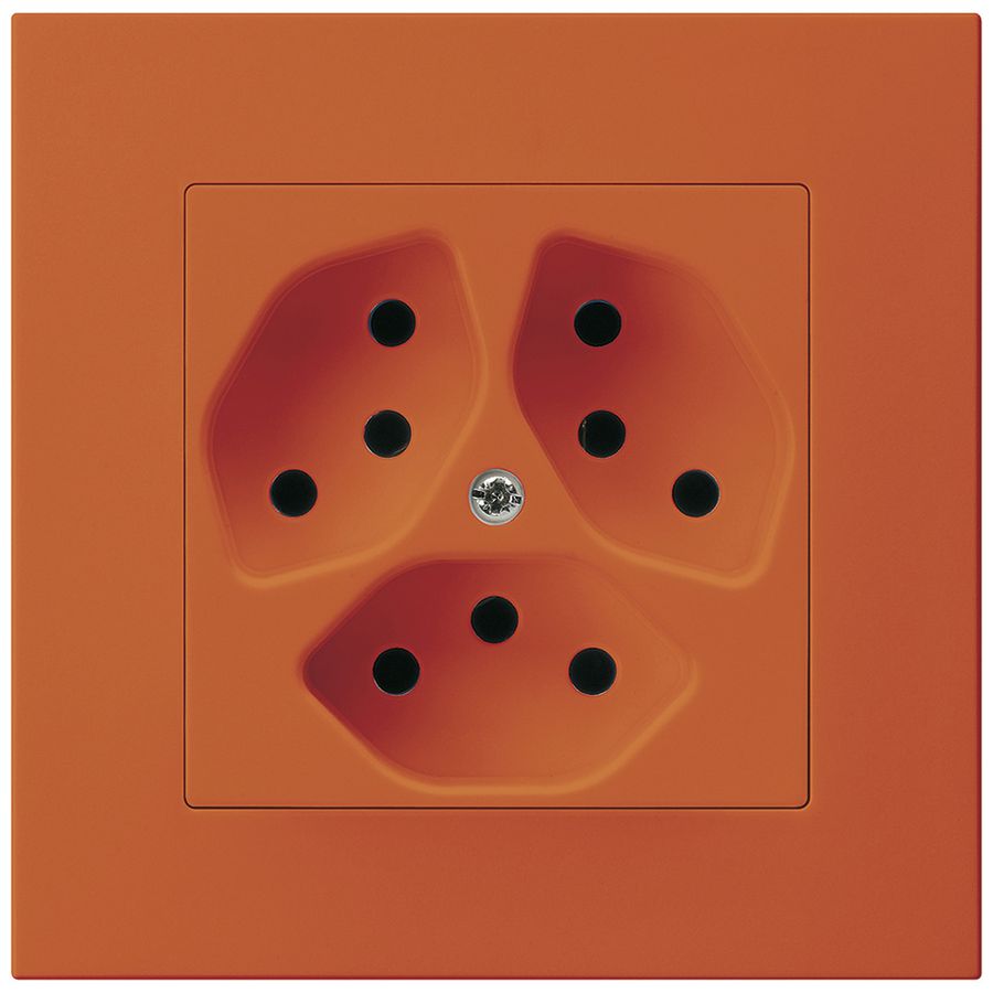 Prise ENC Hager KPR, 3×T13, 10A 250V, orange