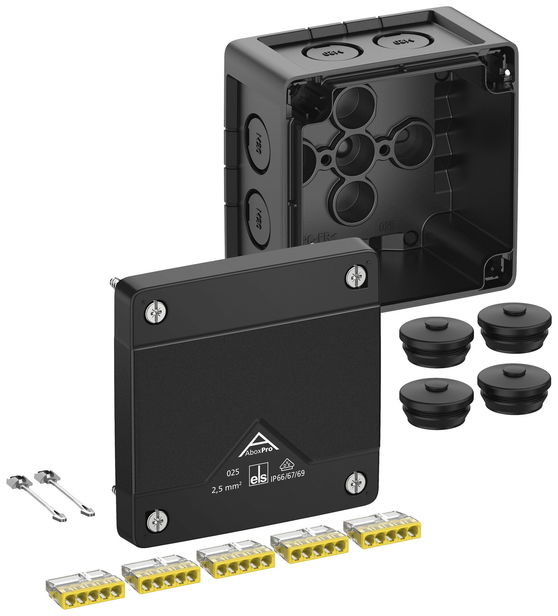 AP-Abzweigdose Spelsberg Abox Pro 025-2,5²/sw 92×92×60mm IP69 sz