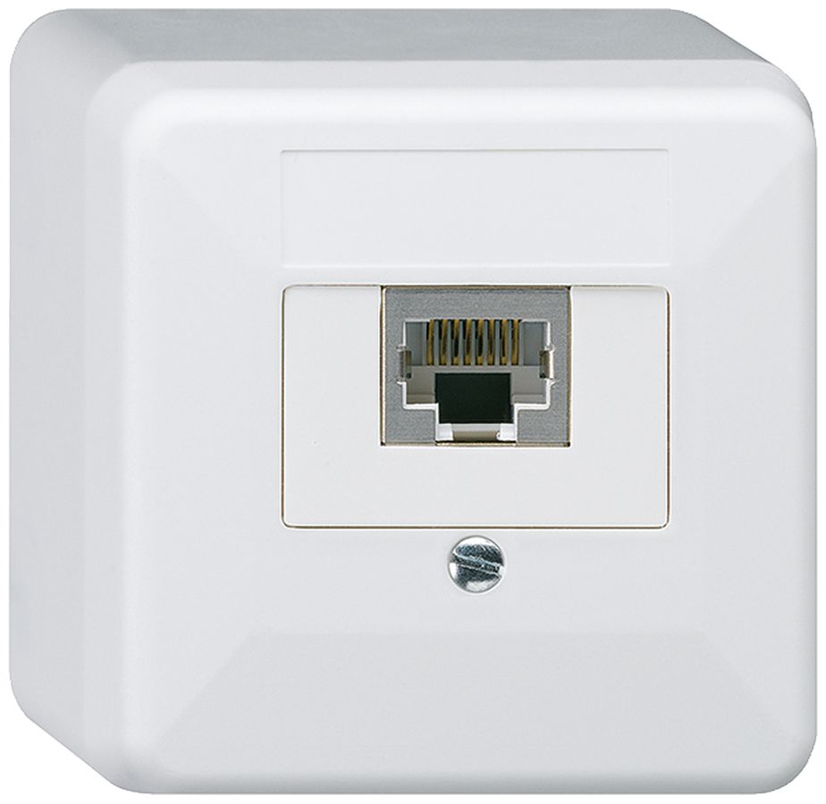 AP-Anschlussdose basico 1×RJ45s weiss 62×62×36mm