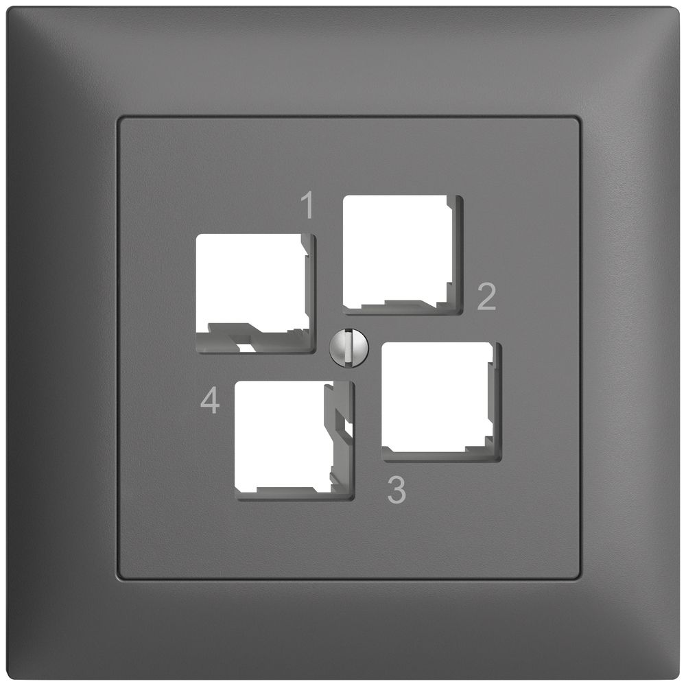 Kit de montage ENC Edue FMI EASYNET S-One, 4×RJ45, sortie droite, gris foncé