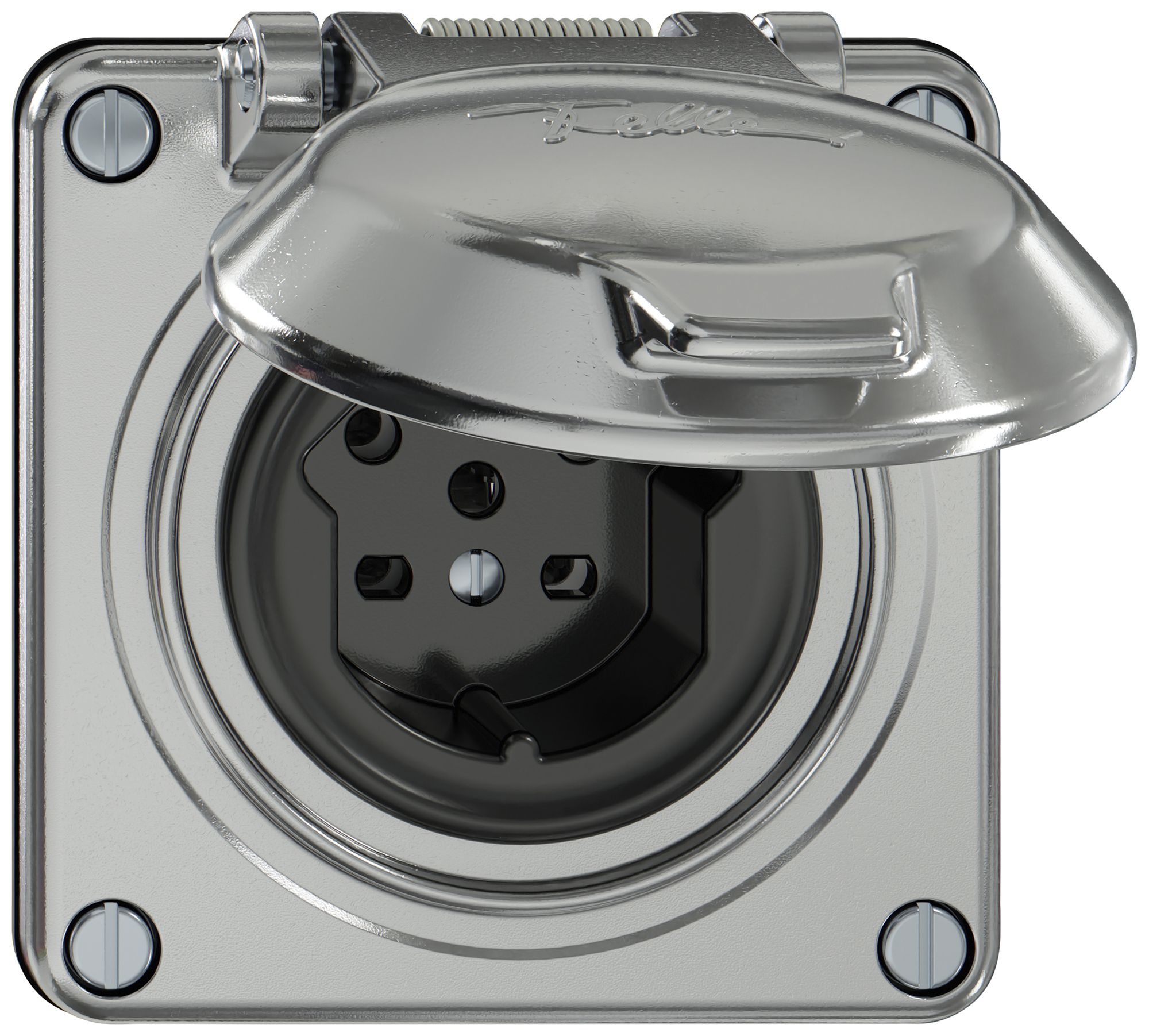 Steckdose ELEMENT SNAPFIX® 1×Typ 15 10A 440V mit Klappdeckel IP20 alu