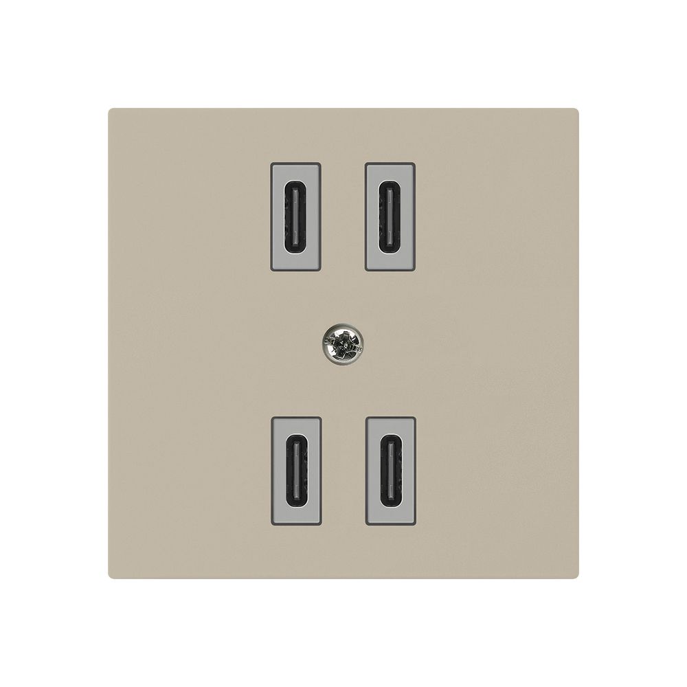 USB-Ladesteckdose Hager kallysto 2×C-C 2×20W oder 4×10W 5V 60×60mm beige