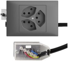 EB-Steckdose EDIZIOdue 3×T13 L3 dunkelgrau 45…69mm für Technofil