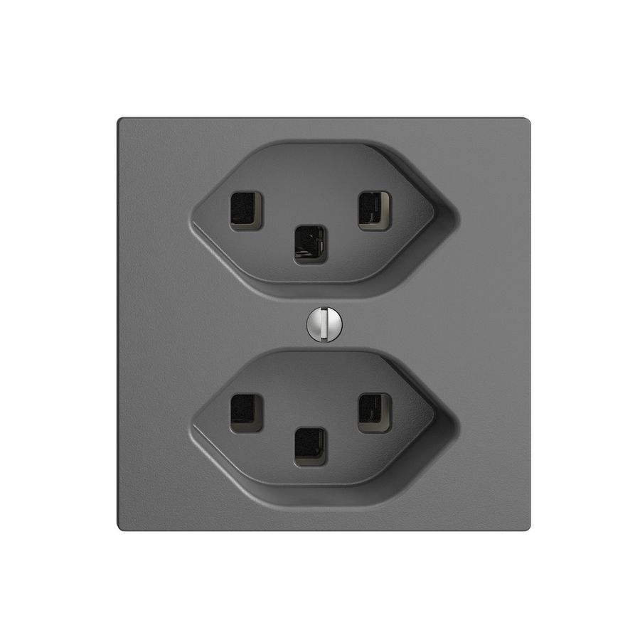 Steckdose EDIZIOdue 2×T23 dunkelgrau 16A, mit Steckklemmen
