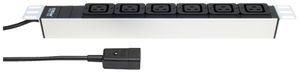Presa multipla A. Steffen 19" 1UH 6×C19 3m argento/nero