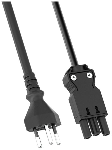 Anschlusskabel BACHMANN PVC 3×1mm² Stecker T12 Kupplung GST18-3 3m schwarz