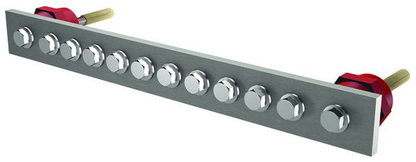 Barre compensation de potentiel Flury PA 20, inox A2, 1-rang 370×30×6mm, 10×M8