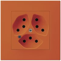 Prise ENC Hager KPR, 3×T13, illuminé, 10A 250V, orange