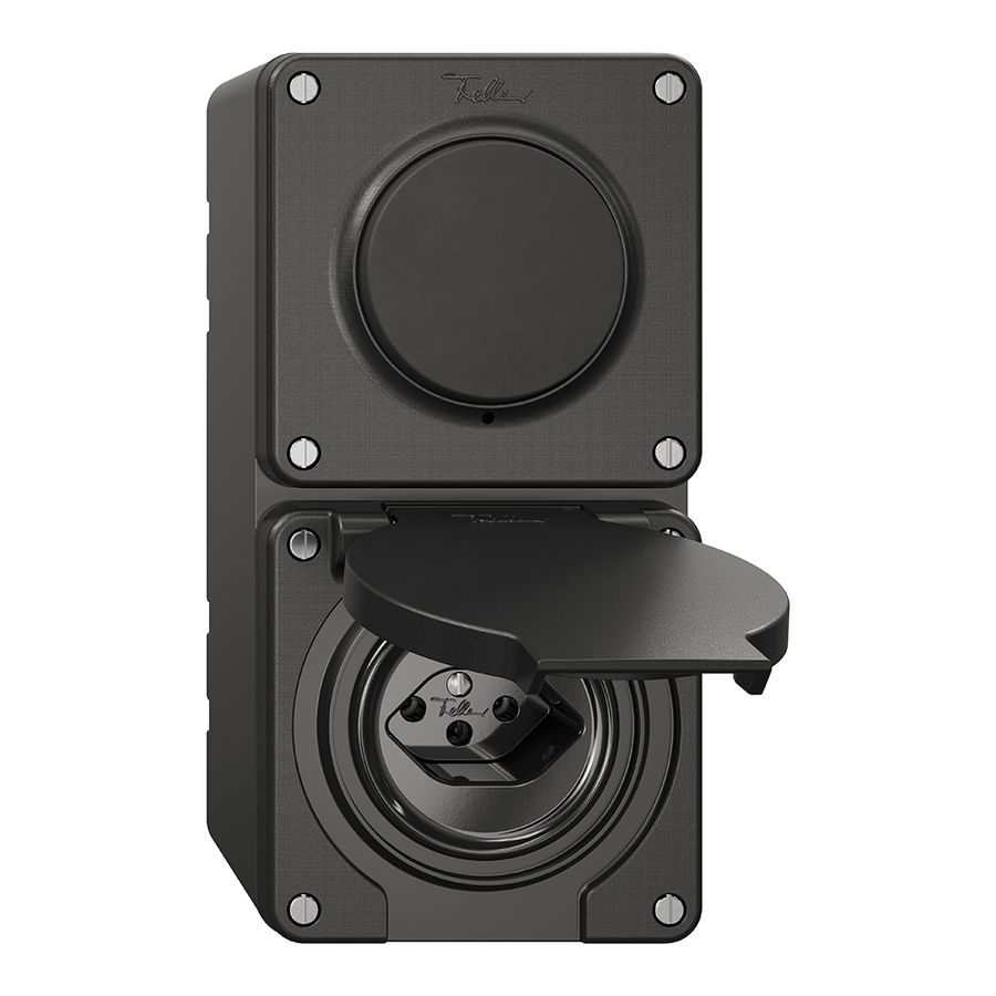 NAP-Kombination NEVO, Druckschalter Schema 3/1L + Steckdose Typ 13, schwarz