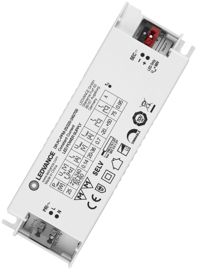 Convertisseur LED LDV PERFORMANCE DIM PHASE-CUT, 700mA 25W 130×43×30mm