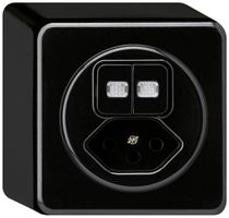 AP-Kombination beleuchtet basico 3+A-R/1L+Typ 13 schwarz 2 Linsen