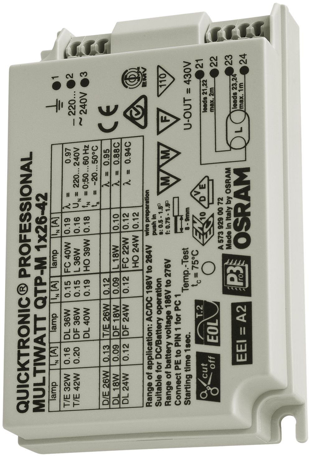 Ballast électronique Osram Quicktronic QTP-M 1×26…42W/230…240V