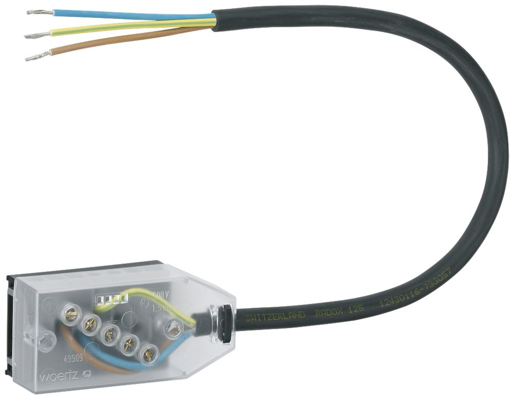 Boîte L3-N-PE 10A pour câble plat avec câble 300mm