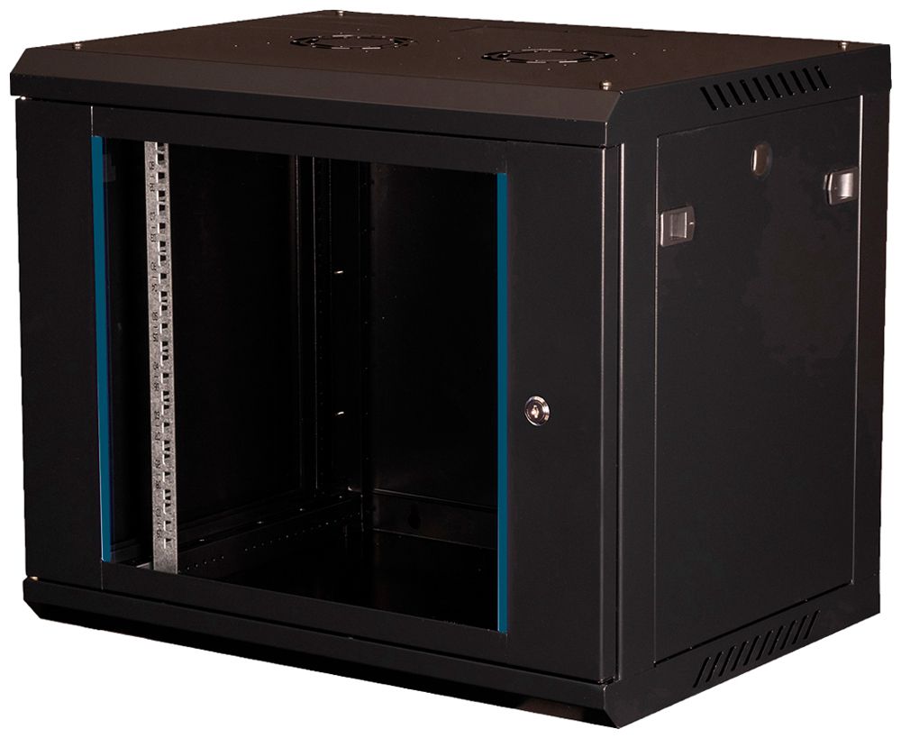 Coffret mural 19" VALUE 600×512×450mm 9UH 1×porte acier noir