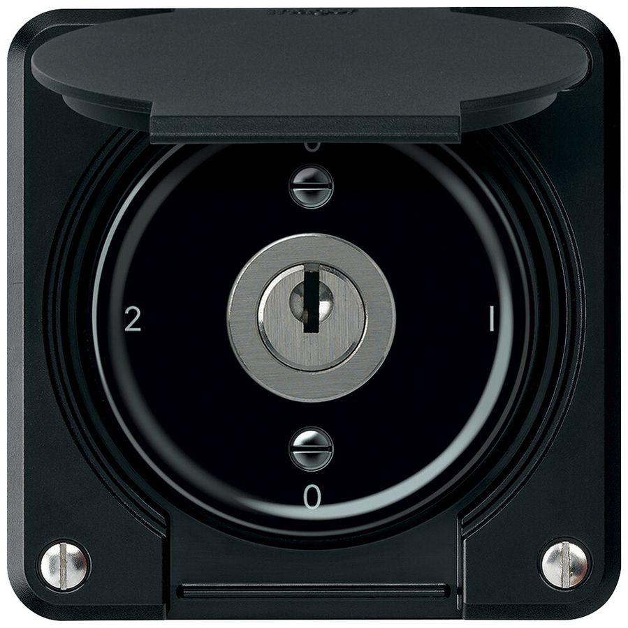 Interruttore a chiave robusto commutatore 16A 250V 86×86mm nero