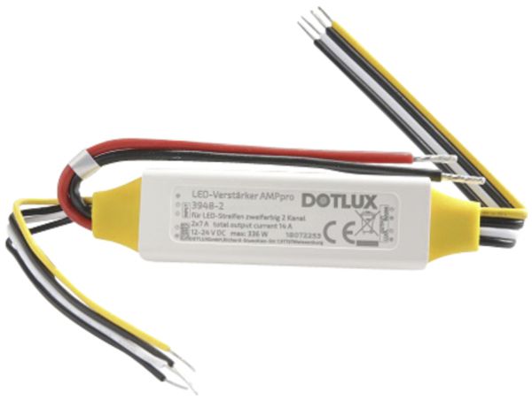 Driver LED AMPpro 336W pour ruban de lumière LED bicolore 2×7 A (12…24V)